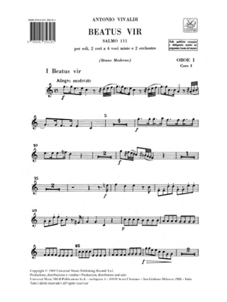 Beatus Vir Salmo 111 RV 597 - Matériel Complet - VIVALDI - Partition